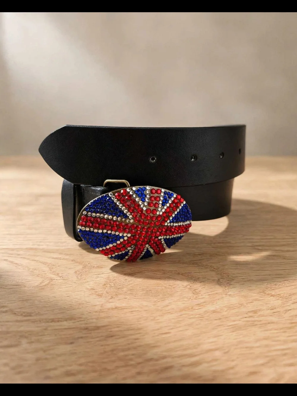Women's England flag stone belt buckle Retro Vintage